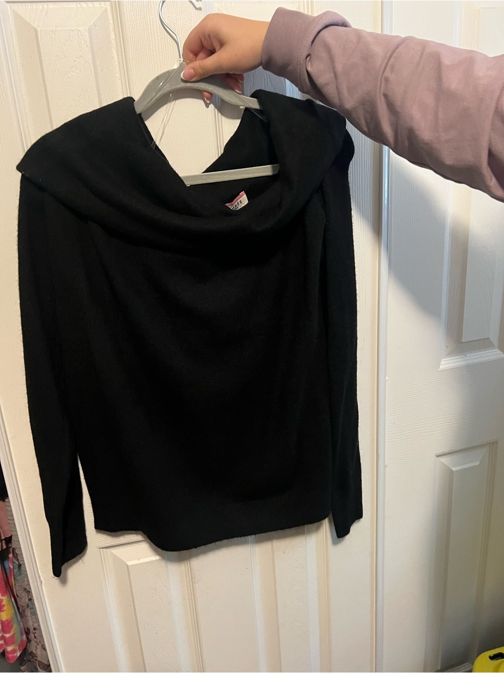 ANDREE BY UNIT Black Cowl Neck Knit Top